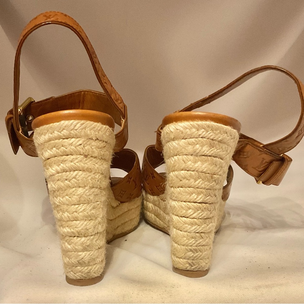Louis Vuitton Brown Monogram Platform Sandals - Picture 3 of 6
